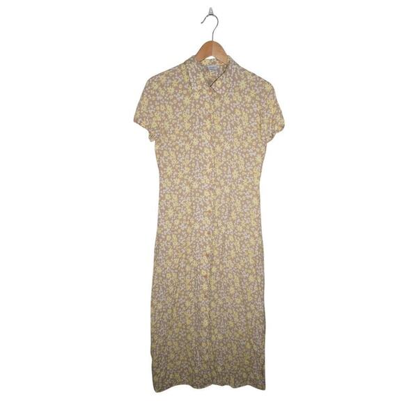 Vintage Y2K Old Navy Button Front Midi Dress – Size 2 – Daisy Floral Rayon - Picture 15 of 16